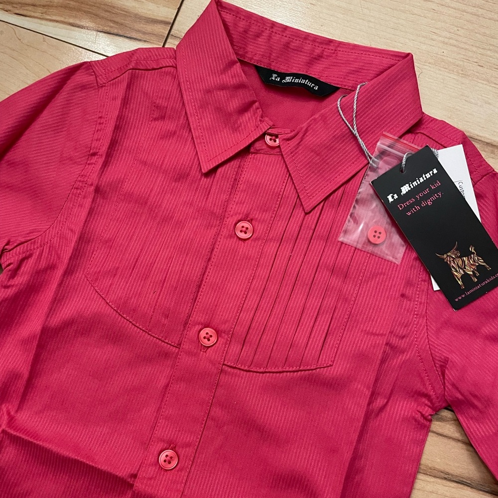 BNWT La Miniatura Dark Pink Tuxedo Shirt